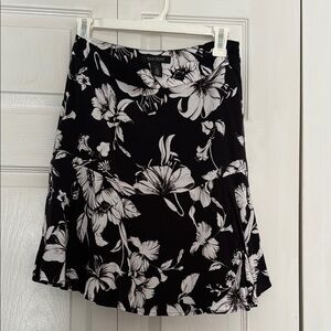 White House Black Market Floral A-Line Skirt - Black & White